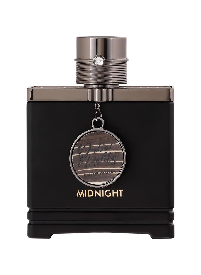 Armaf Dubai Nights Midnight for Men bottle front view, showcasing a bold evening fragrance.