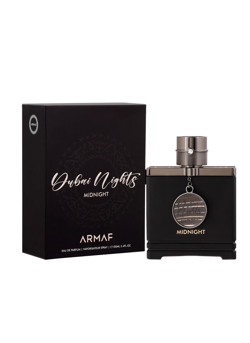 Armaf Dubai Nights Midnight cap close-up, suggesting lasting scent for nights out.