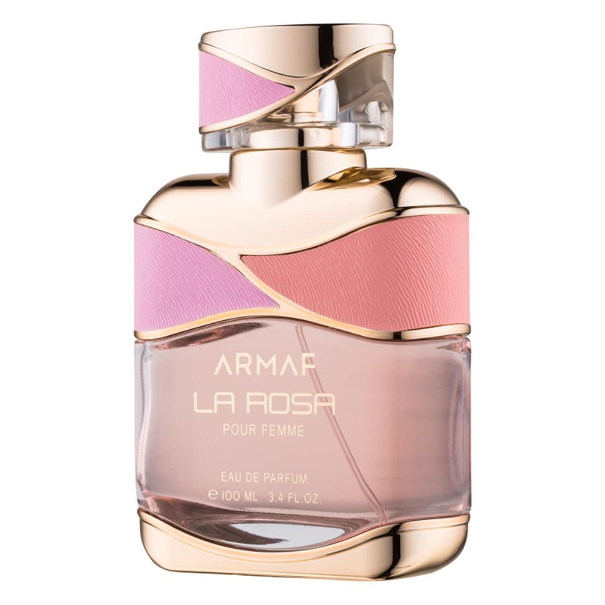 Armaf La Rosa Pour Femme bottle-front view highlights floral notes for elegant everyday wear