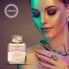 Armaf La Rosa Pour Femme cap close-up suggesting premium presentation and longevity