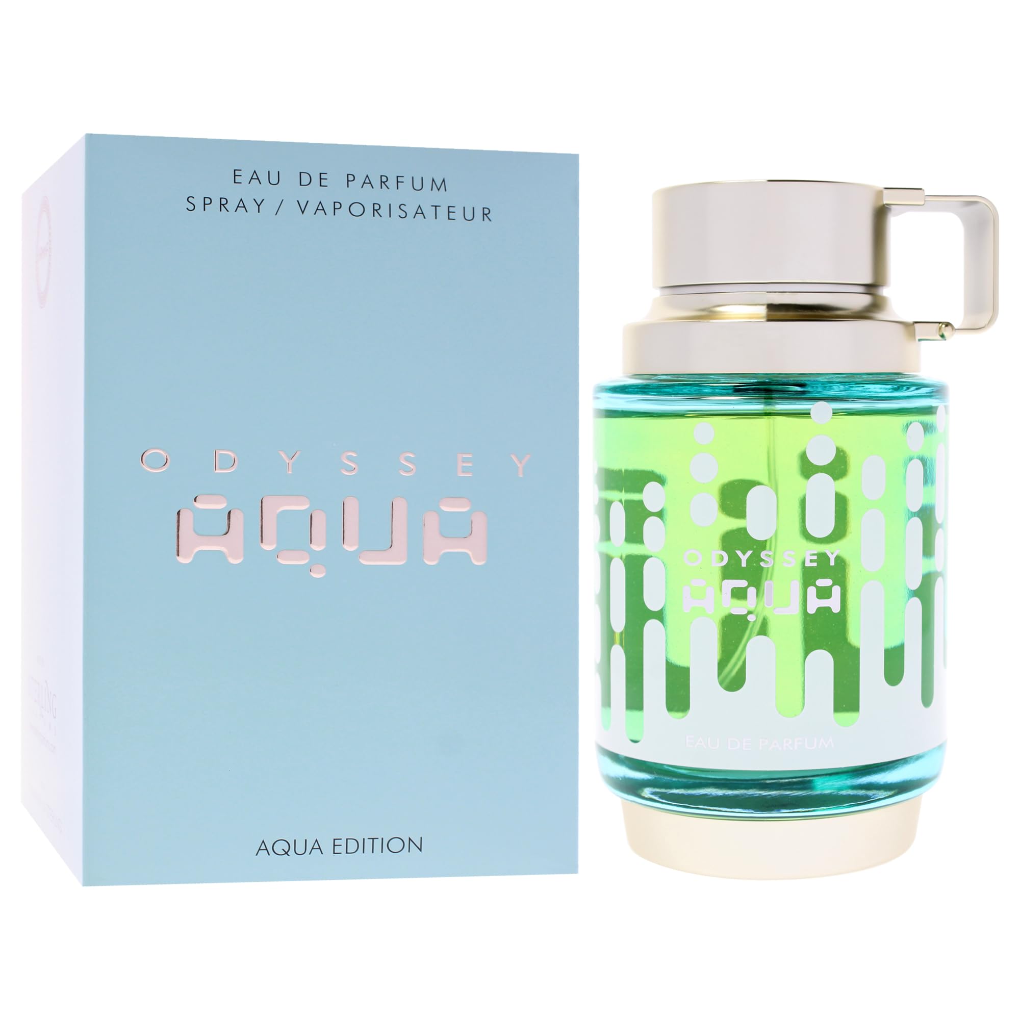 Armaf Odyssey Aqua Edition spray action; quick-dispense spray ideal for daytime freshness.