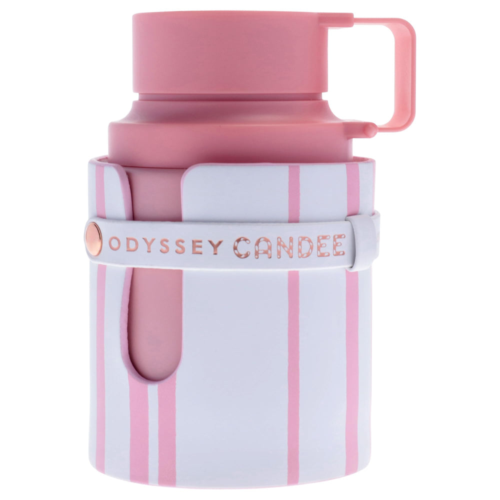 ARMAF Odyssey Candee Special Edition bottle on shelf shows an elegant silhouette for display.
