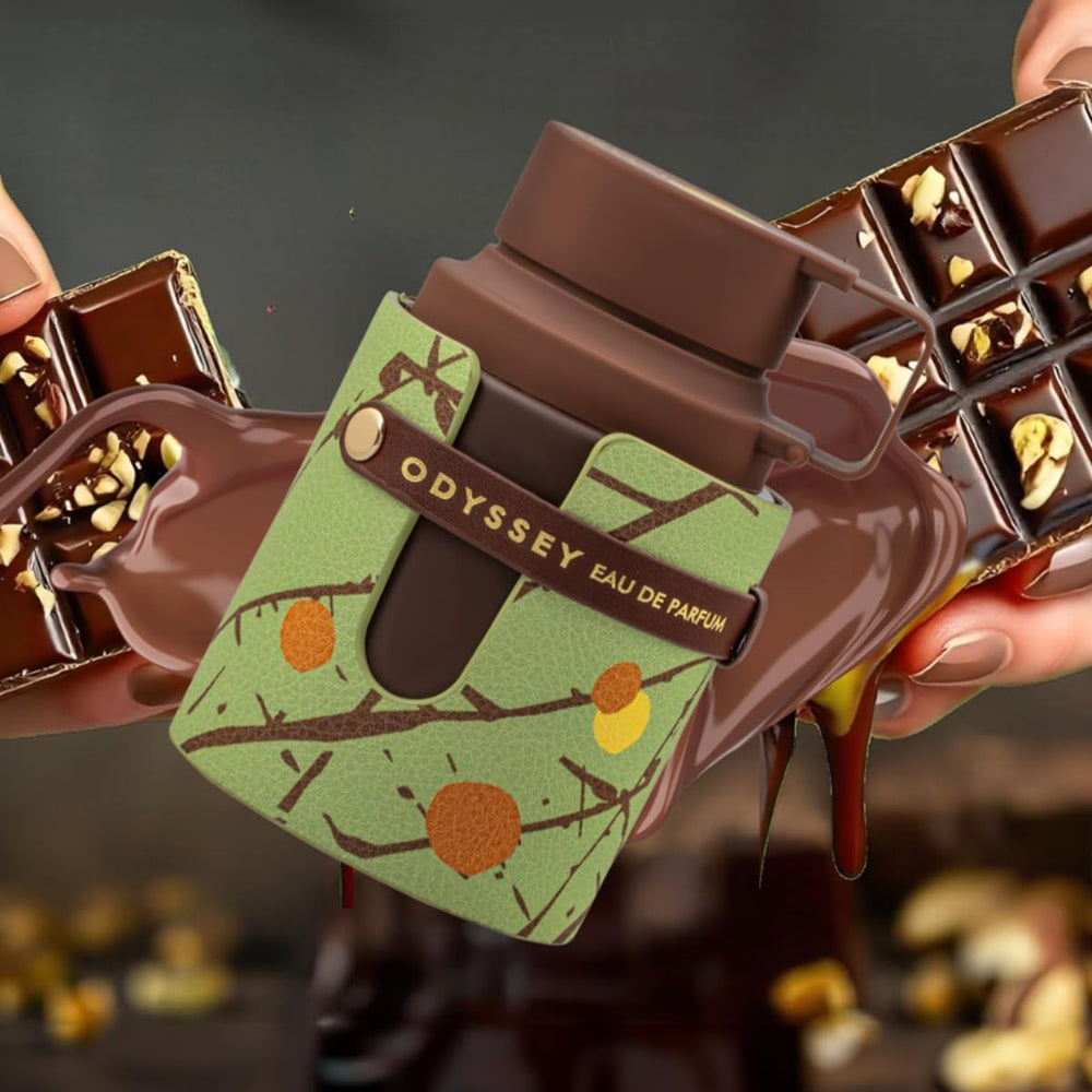 Armaf Odyssey Dubai Chocolat Gourmand Edition box packaging highlighting gift-ready presentation.