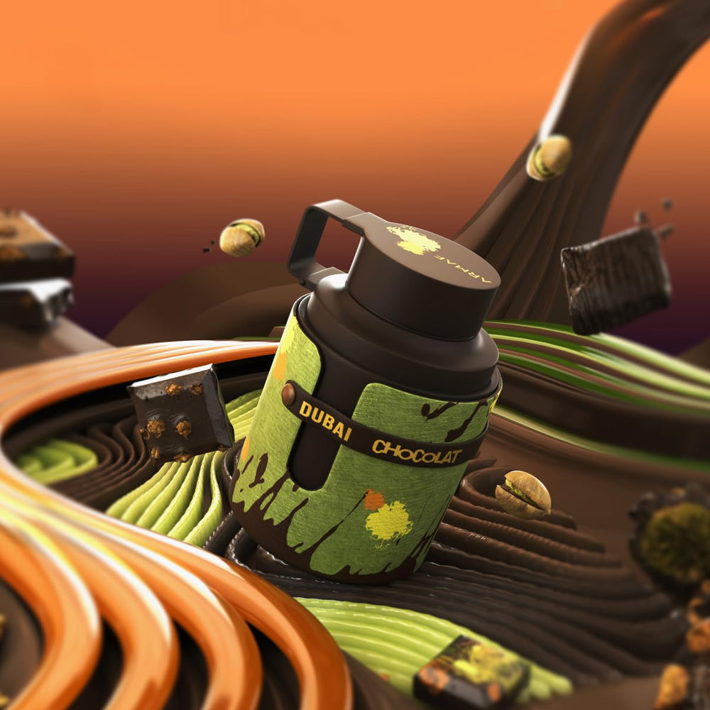 Armaf Odyssey Dubai Chocolat Gourmand Edition lifestyle shot suggesting versatile daily wear.