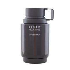 Armaf Odyssey Homme bottle from the front angle highlights the bold, long-lasting signature for evening wear.