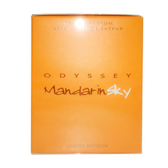 Armaf Odyssey Mandarinsky bottle close-up highlights warm woody undertones for evenings.