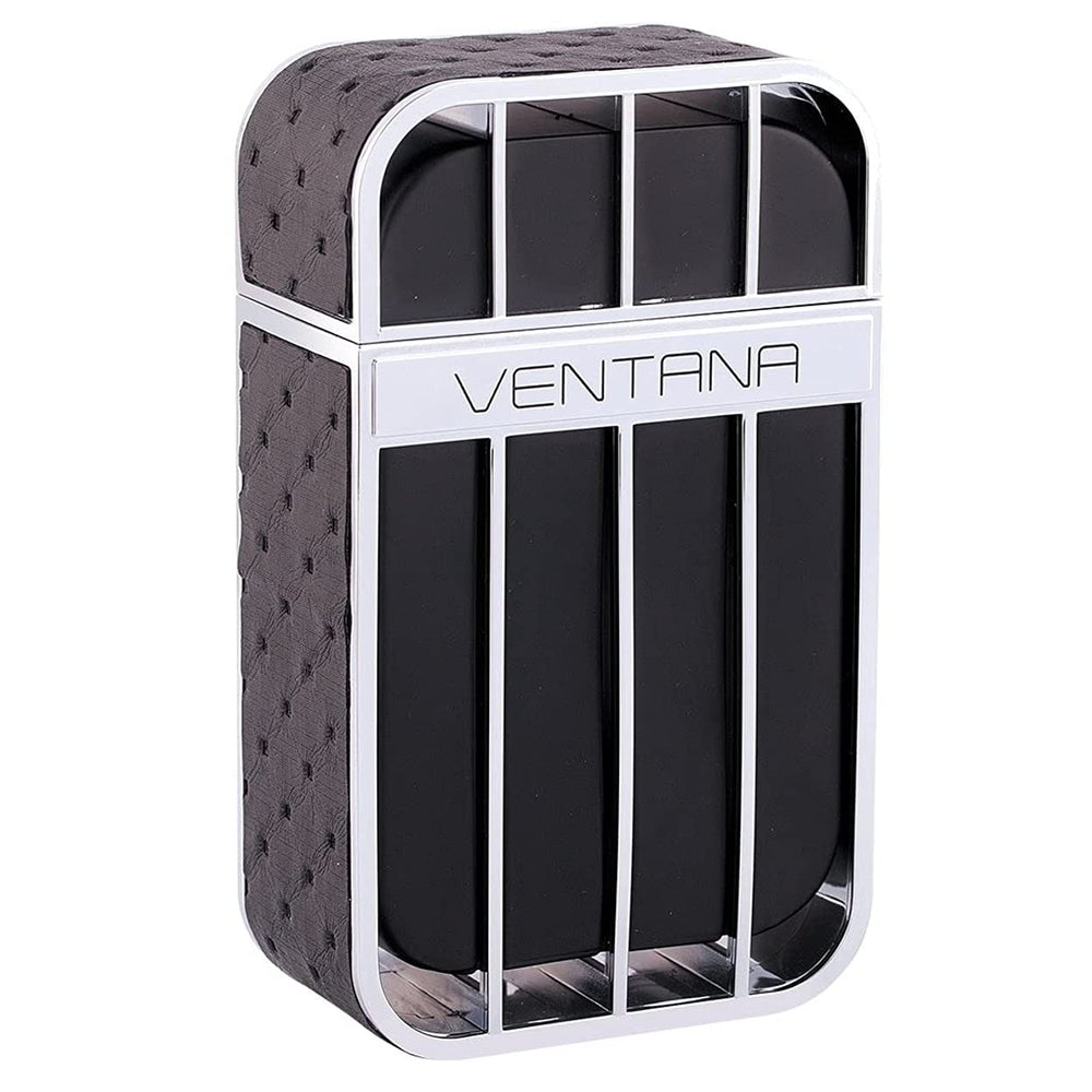 Ventana by Armaf bottle display showcasing a bold masculine fragrance for day and night wear.