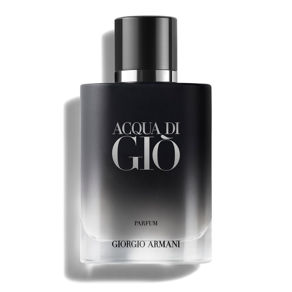 Armani Beauty Acqua di Giò Parfum bottle front evokes fresh, enduring marine notes.