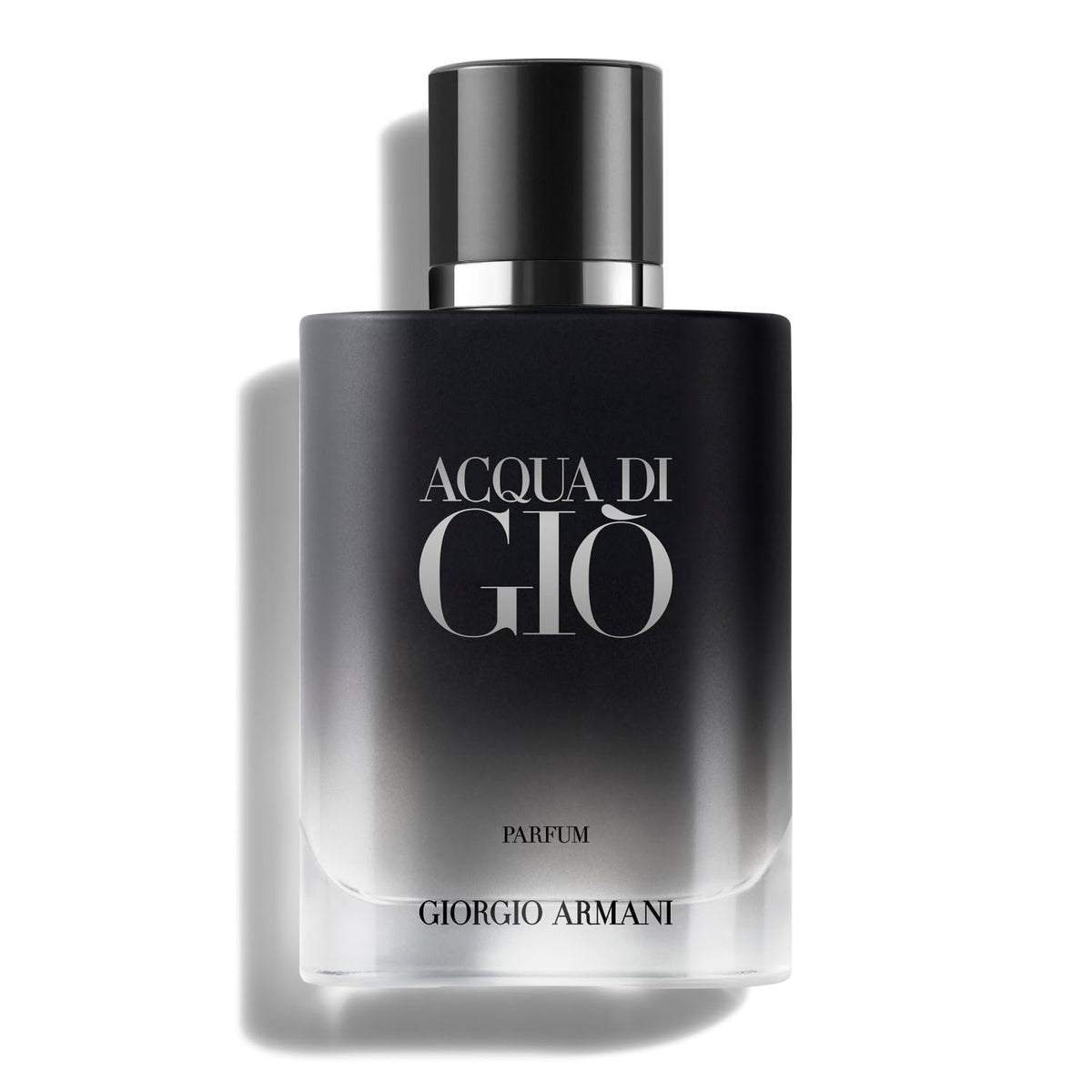 Armani Beauty Acqua di Giò Parfum bottle front evokes fresh, enduring marine notes.