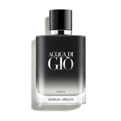 Armani Beauty Acqua di Gio Parfum bottle with matte black cap, premium design.