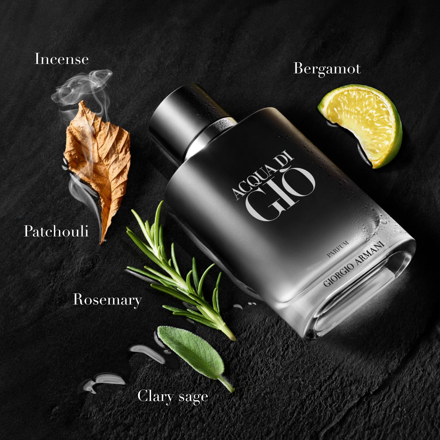 Armani Beauty Acqua di Gio Parfum cap with embossed monogram.