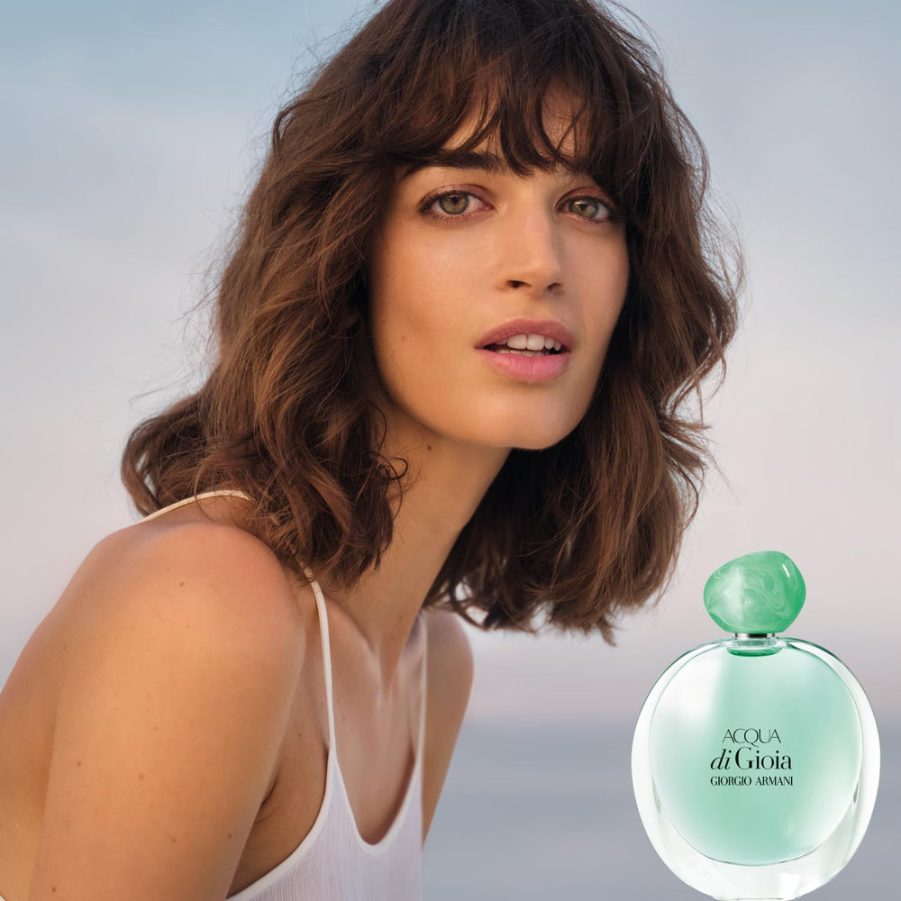 Armani Beauty Acqua di Gioia emerald cap evokes calm and optimism.