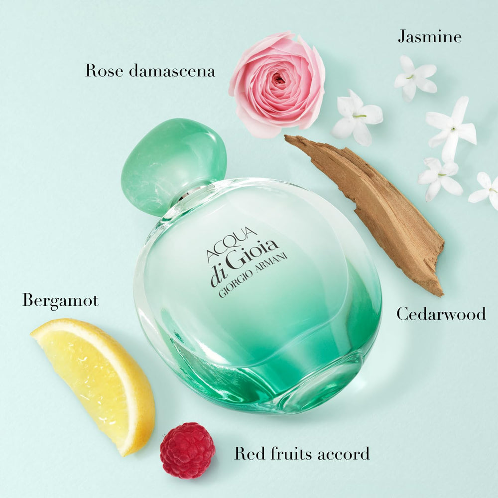 Armani Beauty Acqua di Gioia Intense cap close-up, showcasing elegant jewelry-like design.