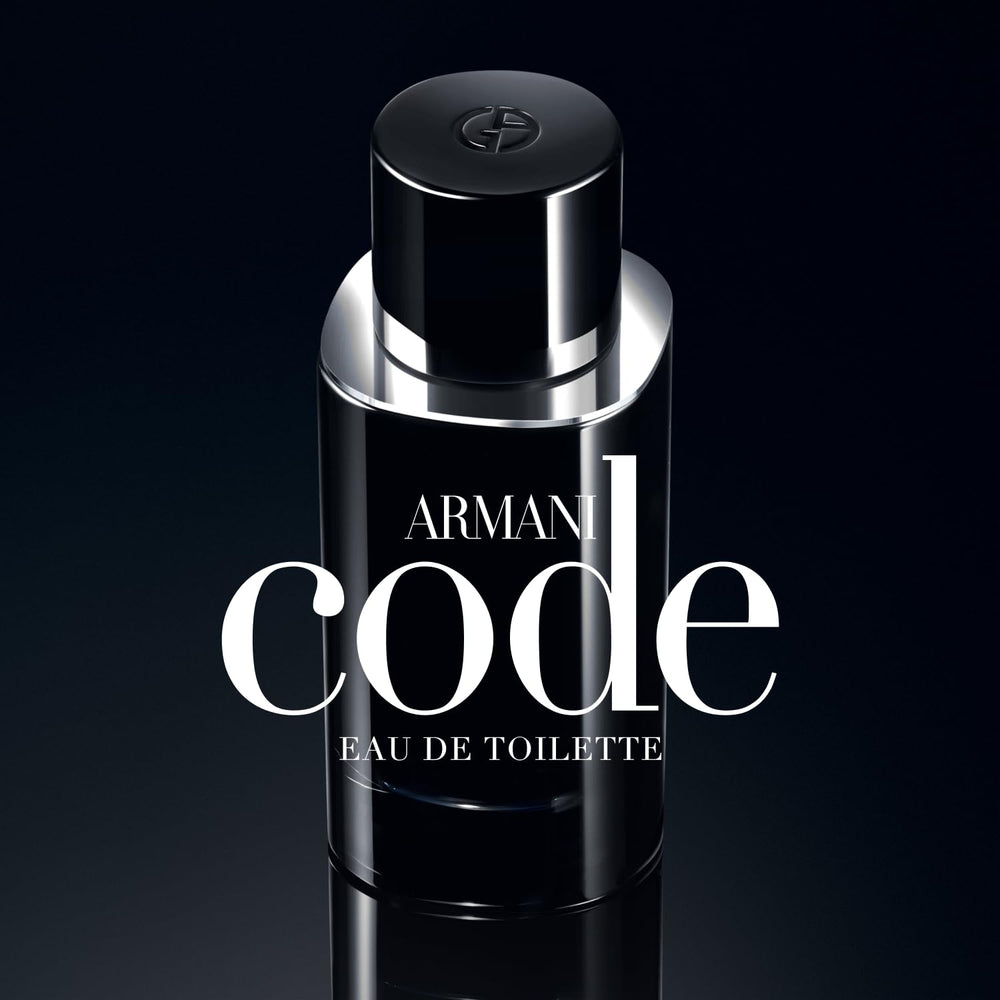 Armani Code refillable bottle cap emphasizing sustainable, long-term fragrance use