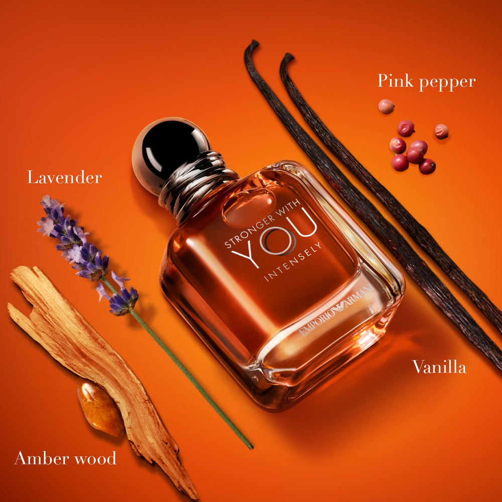 Armani Beauty Stronger With You Intensely bottle cap close-up signaling premium craftsmanship.