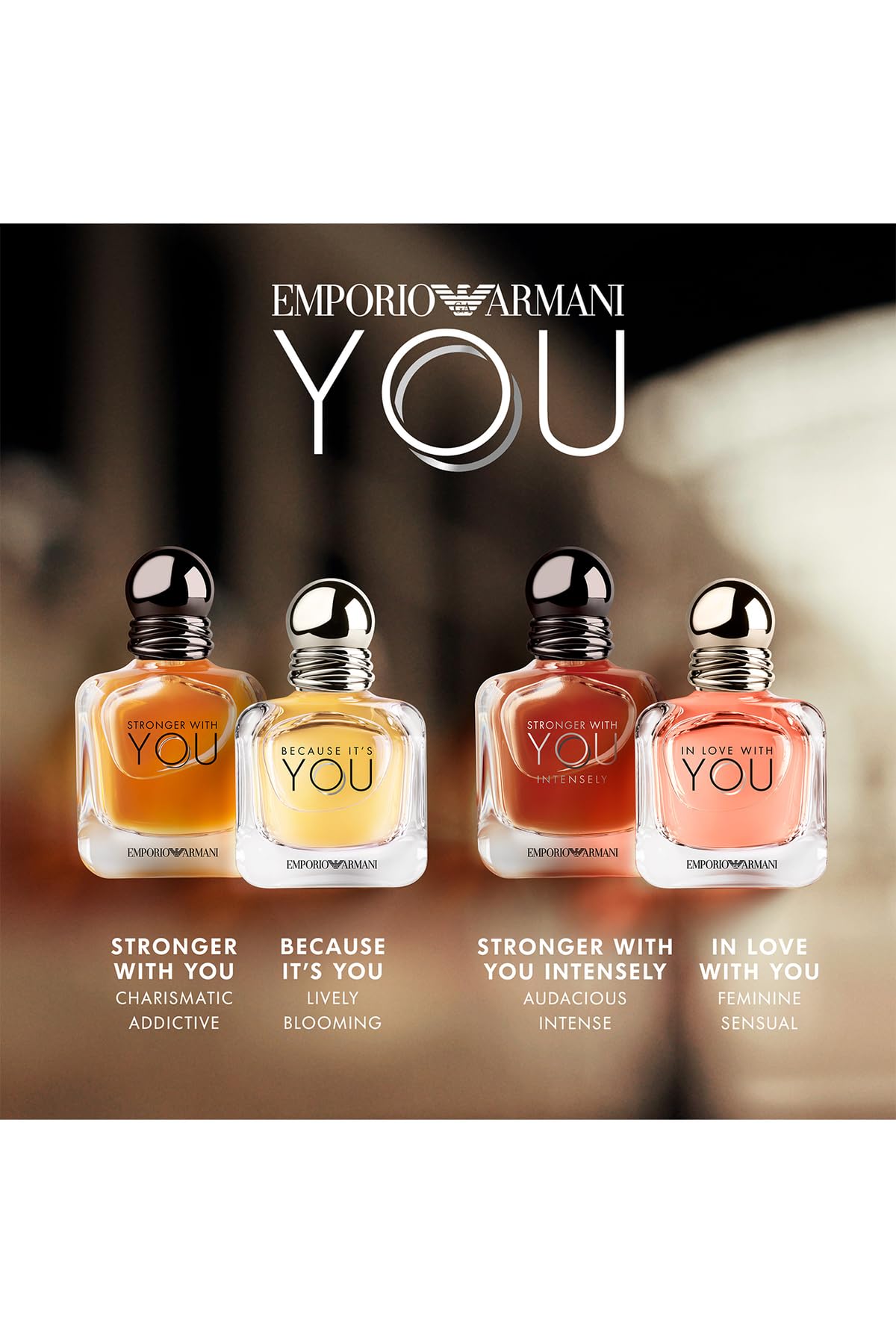 Sleek glass bottle of Stronger With You Intensely conveys modern masculine elegance
