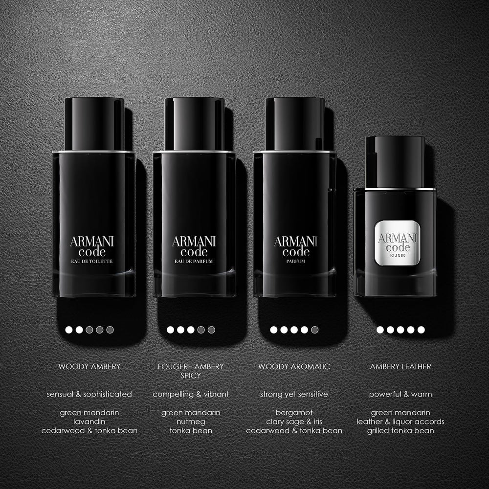 Armani Code EDT amber-woody base shade conveys warmth and upscale presence