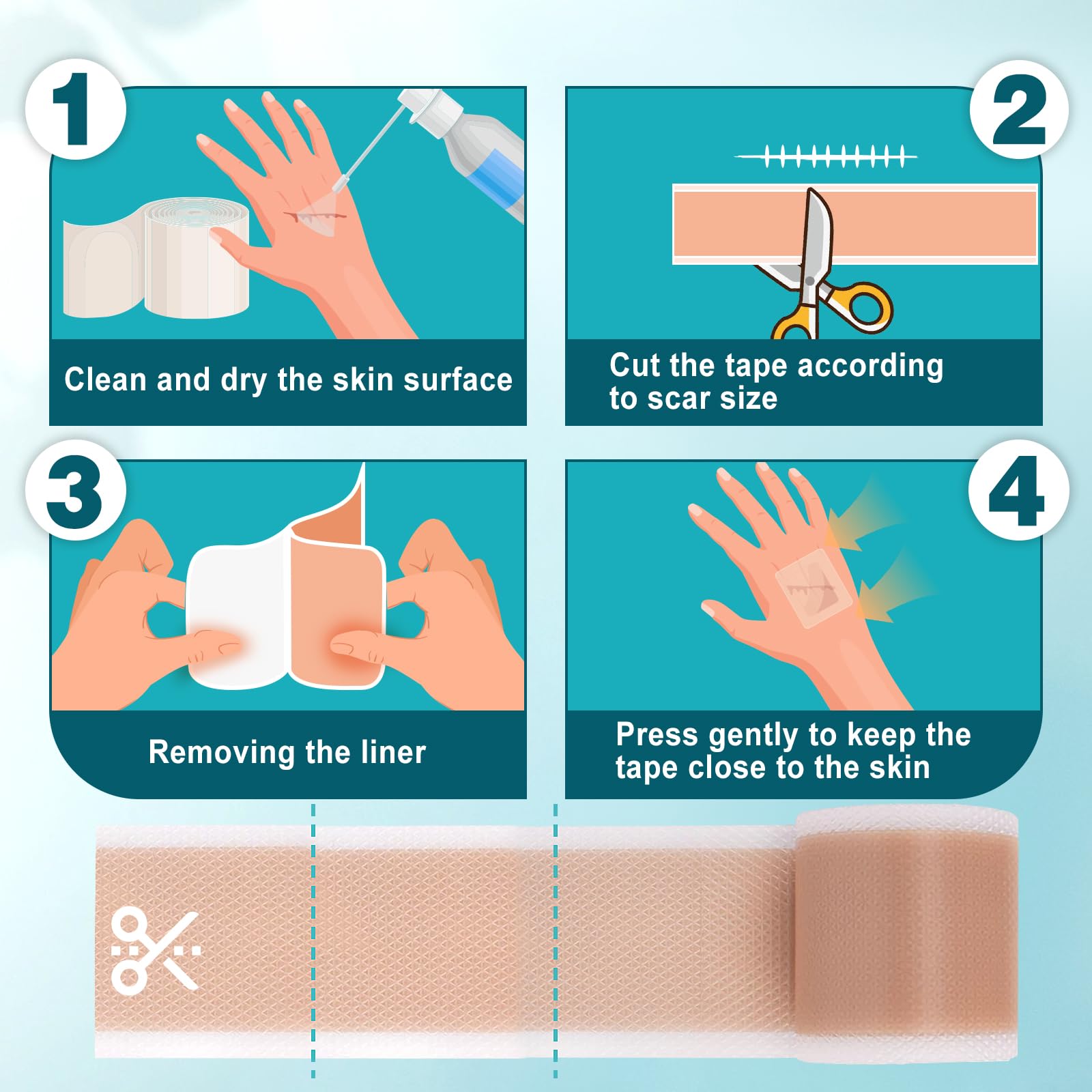Arme hypoallergenic silicone scar tape material for sensitive skin
