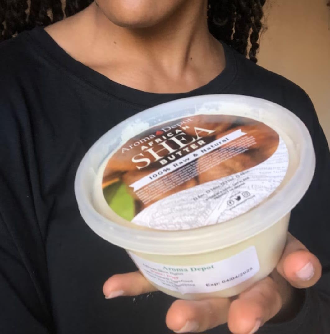 Aroma Depot Shea Butter used as moisturizer for face, body and hair care.