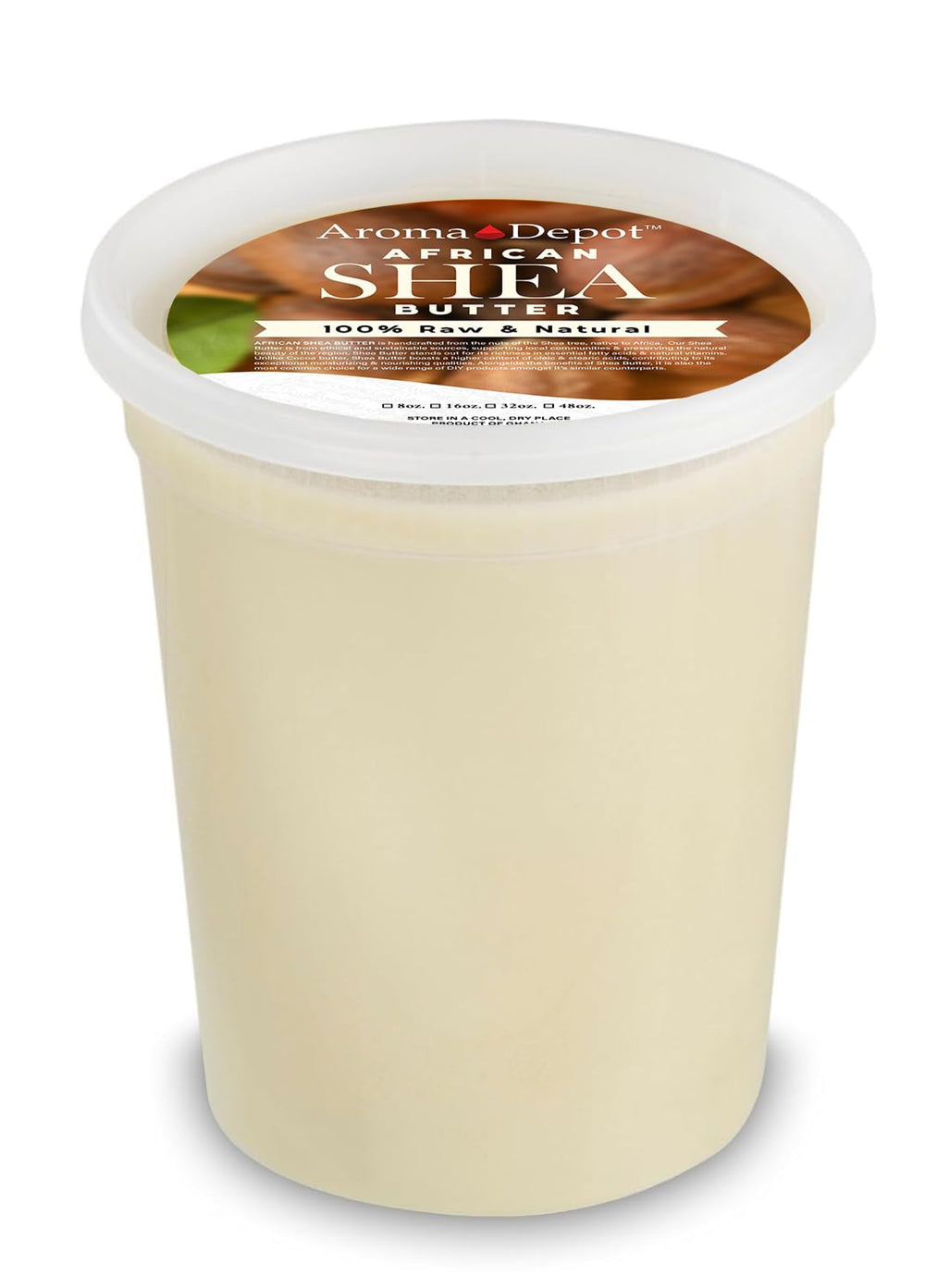 Aroma Depot Raw African Shea Butter in ivory shade, ideal for dry skin nourishment.