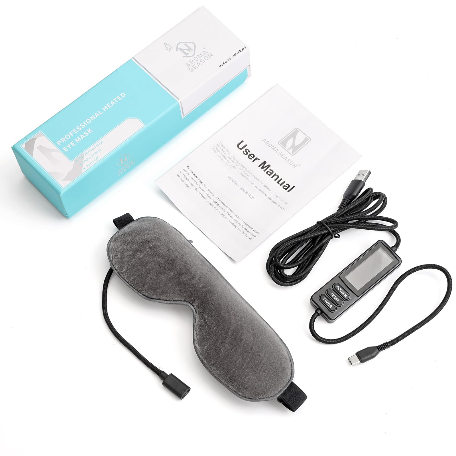 Aroma Season heated eye mask in dark gray color design.