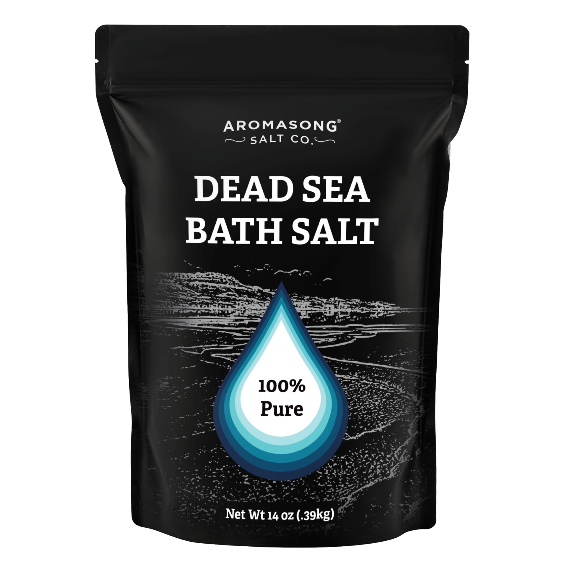 Aromasong Dead Sea salt bath bottle pour for soothing, mineral-rich soak