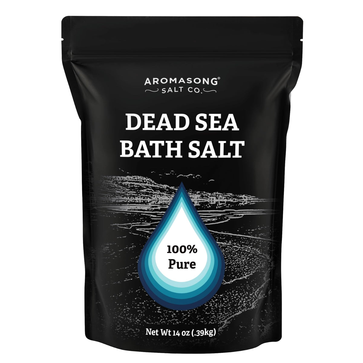 Aromasong Dead Sea salt bath bottle pour for soothing, mineral-rich soak