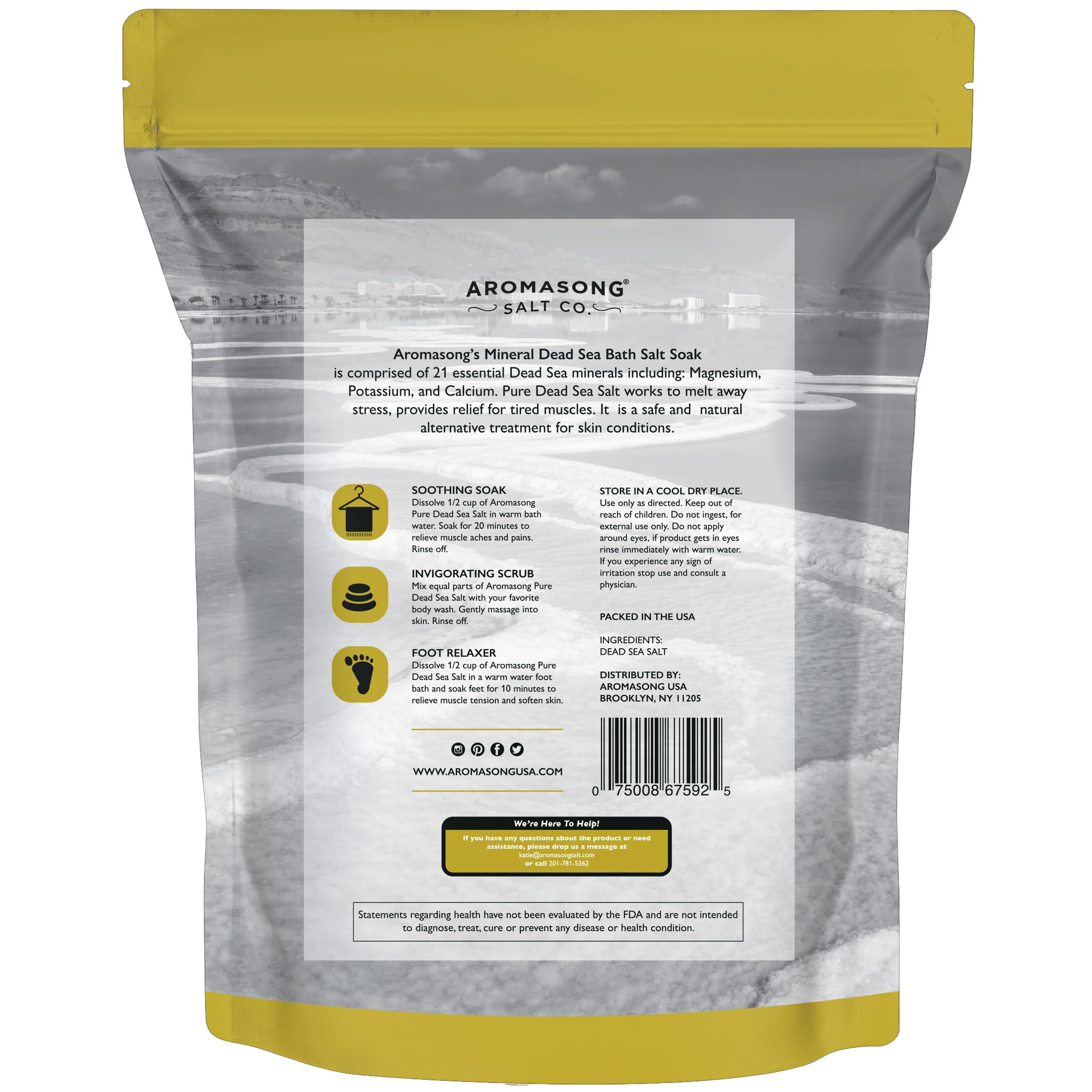 Aromasong Dead Sea Salt gift-pack presentation ideal for gifting.