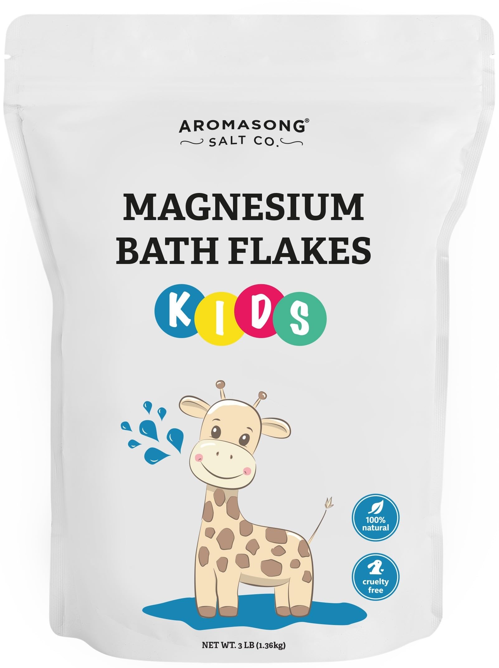 Aromasong escamas de magnesio para baño de niños, relajan suavemente en agua tibia.