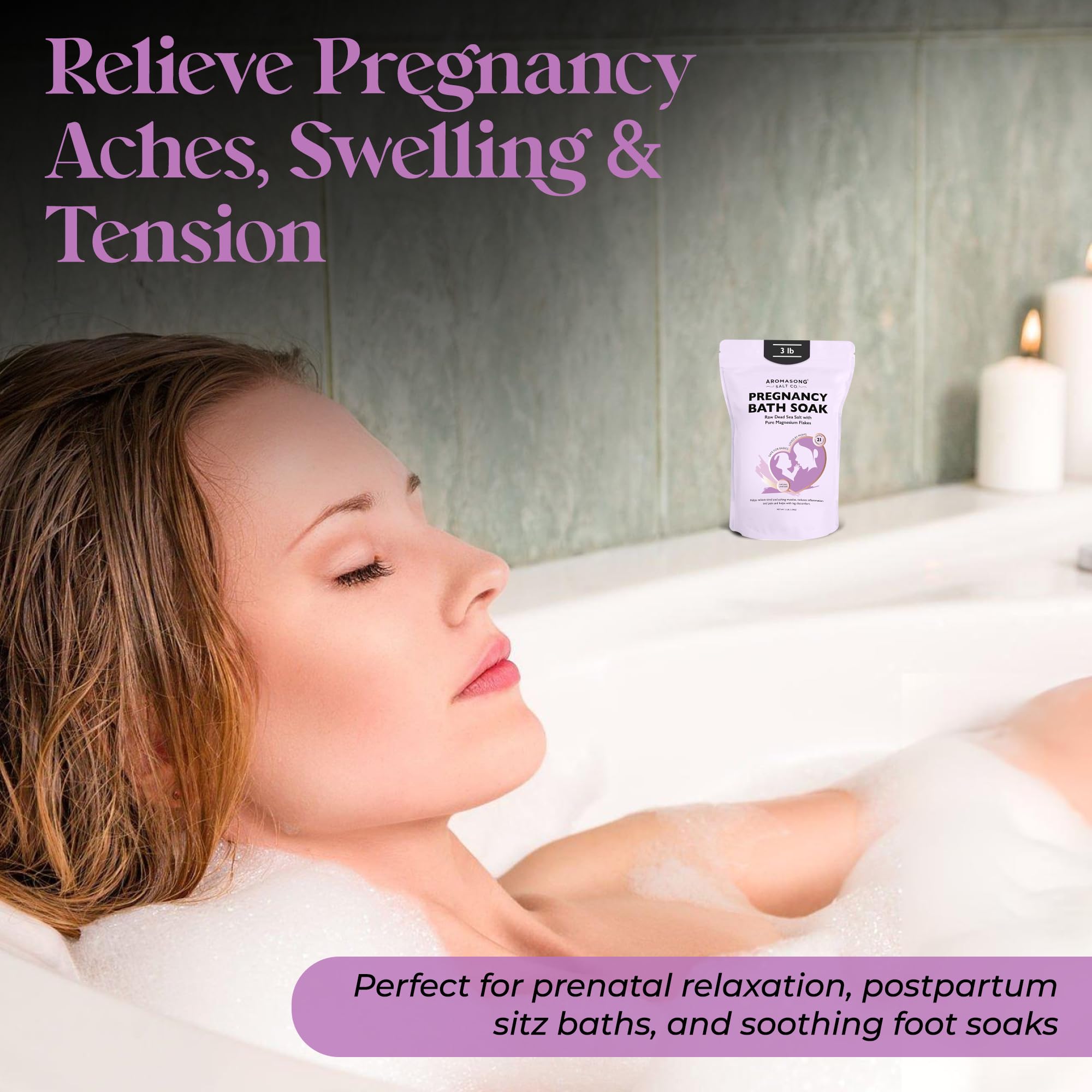 Aromasong magnesio puro para remojos relajantes.