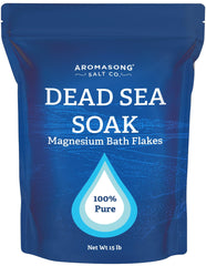 Aromasong magnesium flakes bottle closeup for a relaxing bath ritual