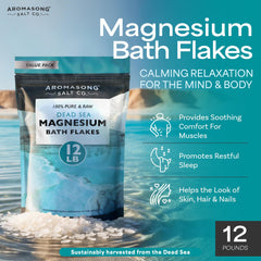 Aromasong magnesium flakes opened, showing resealable packaging for freshness