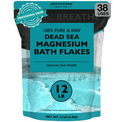Aromasong magnesium flakes in Dead Sea packaging ready for a relaxing bath soak