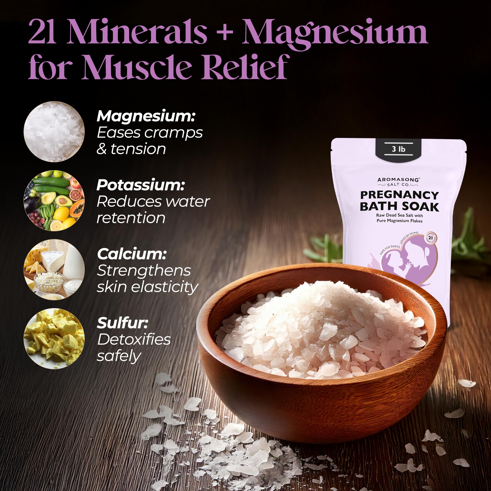 Aromasong minerales del Mar Muerto con 21 minerales para exfoliación suave.