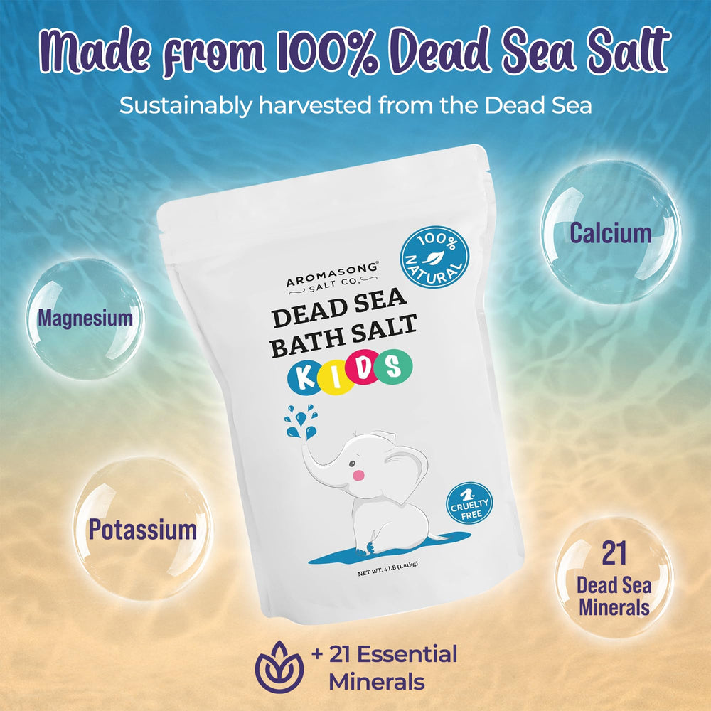 Aromasong sal de mar para niños, textura de grano fino durante el baño.
