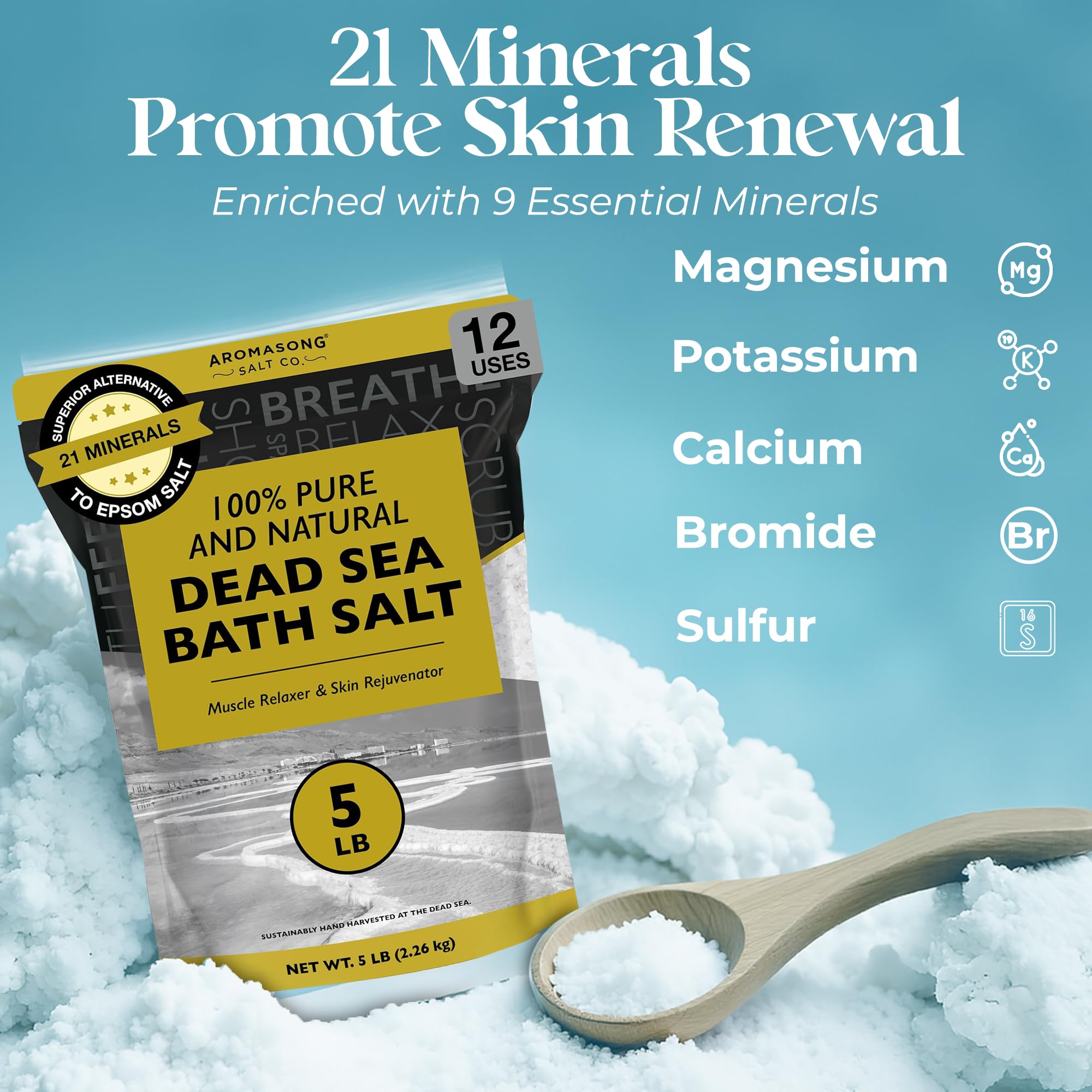 Aromasong sal de mar muerto, exfoliación corporal profunda y suave
