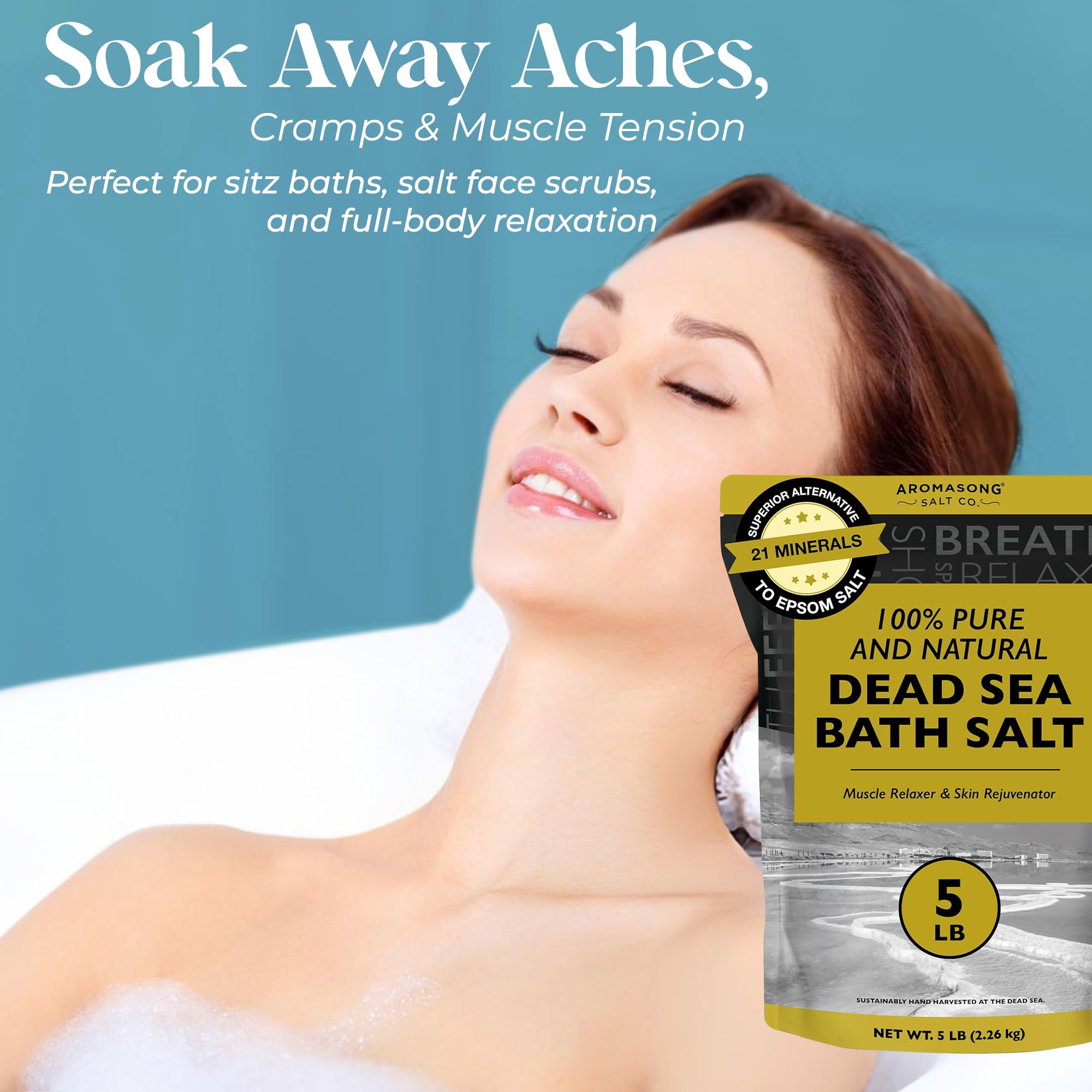 Aromasong sal de mar muerto, limpieza suave de la piel