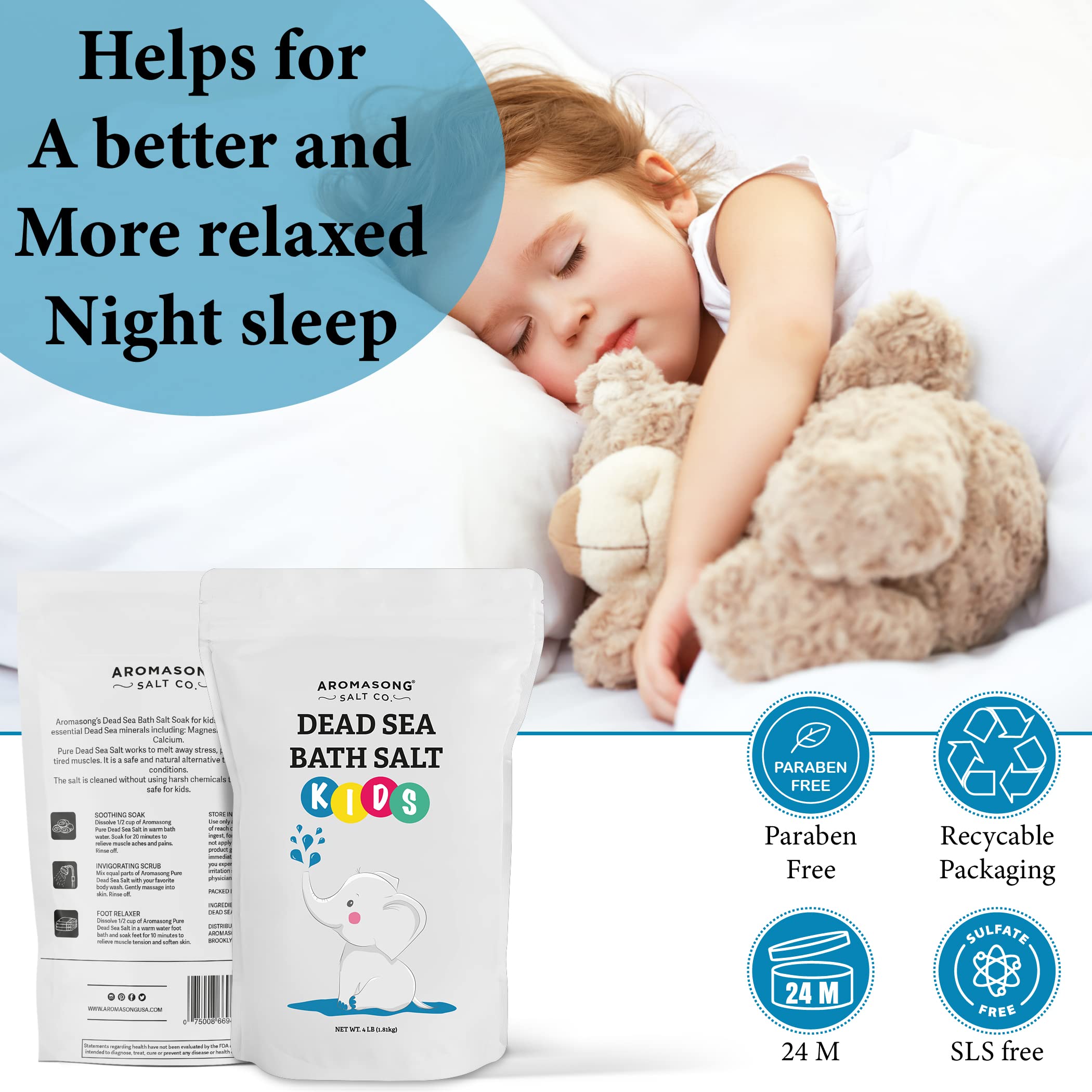 Aromasong sin crueldad, sal de mar para niños, ingredientes seguros.