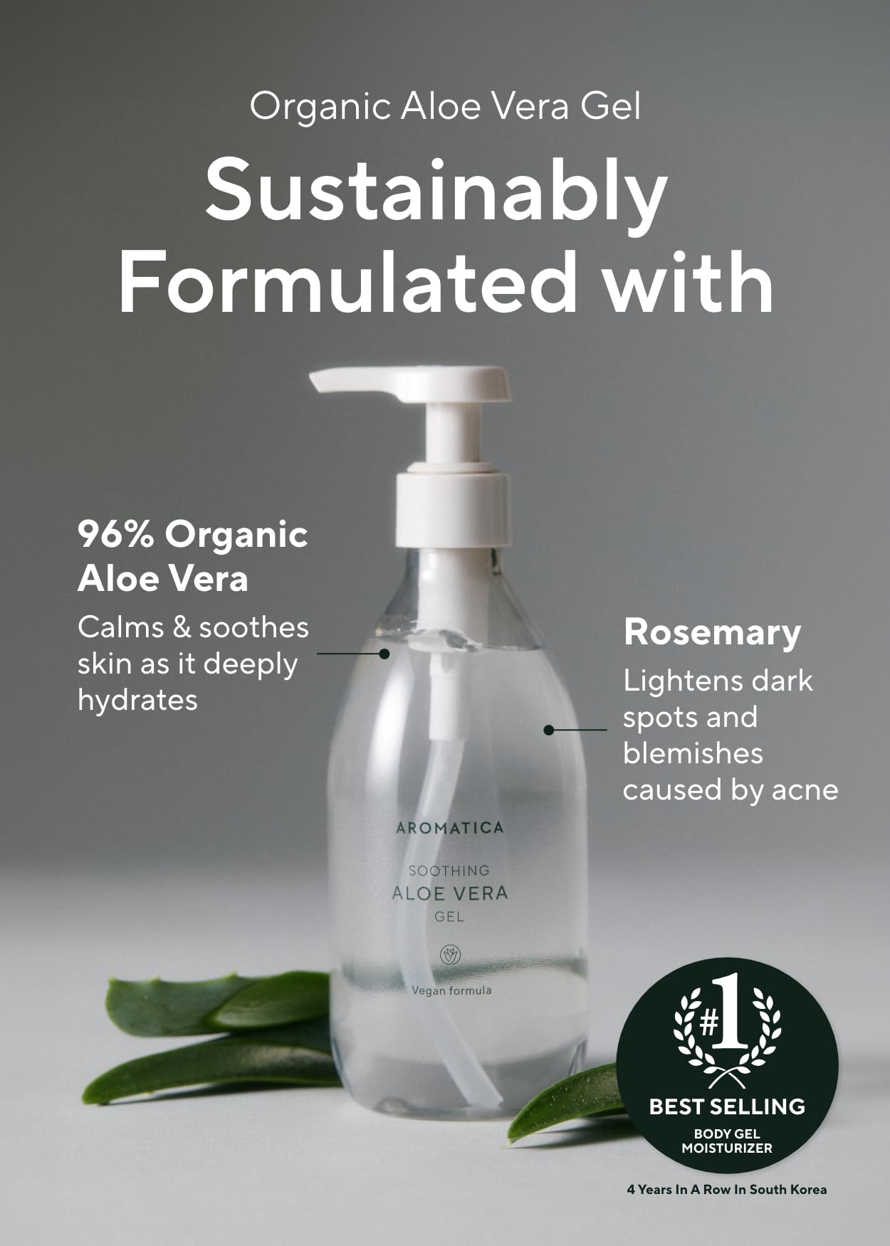 Alivio para quemaduras de sol con gel de aloe vera de AROMATICA.