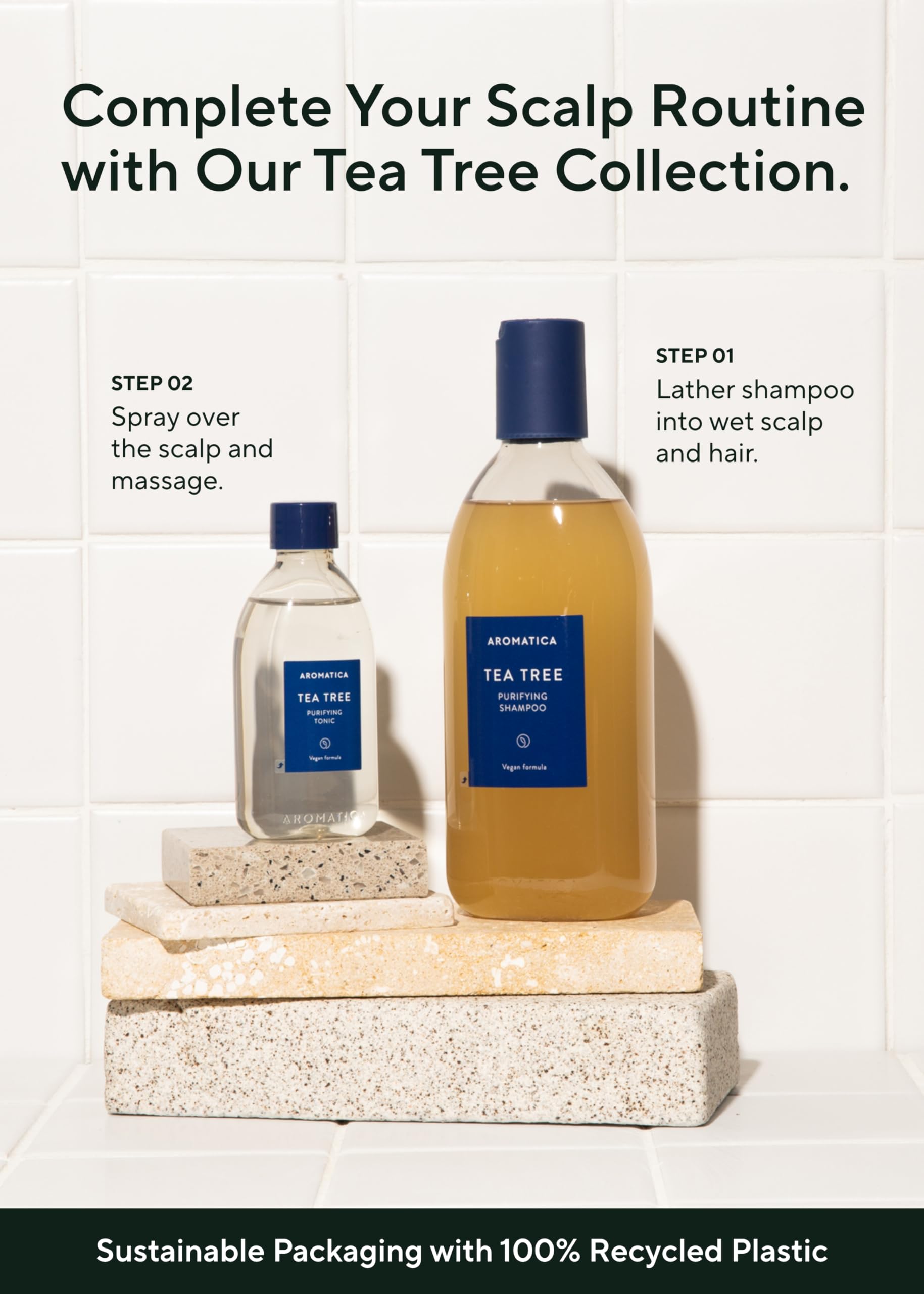 Cuidado del cuero cabelludo diario con Tea Tree Purifying Tonic de AROMATICA.