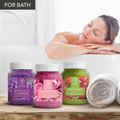 AROMATIKA Eucalyptus bottle bath salts for refreshing skin and senses.