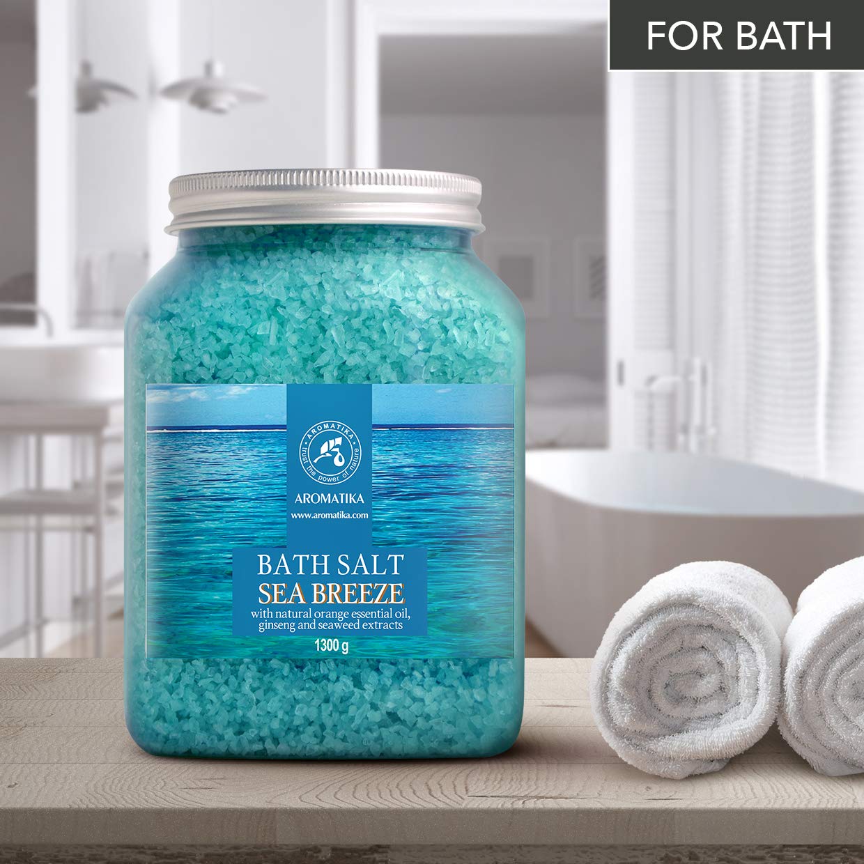 AROMATIKA Bath Sea Salt 46oz with orange oil boosting mood