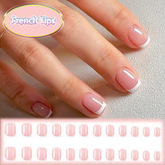AROVFAM acabado brillante en uñas francesas blancas para un look pulido.