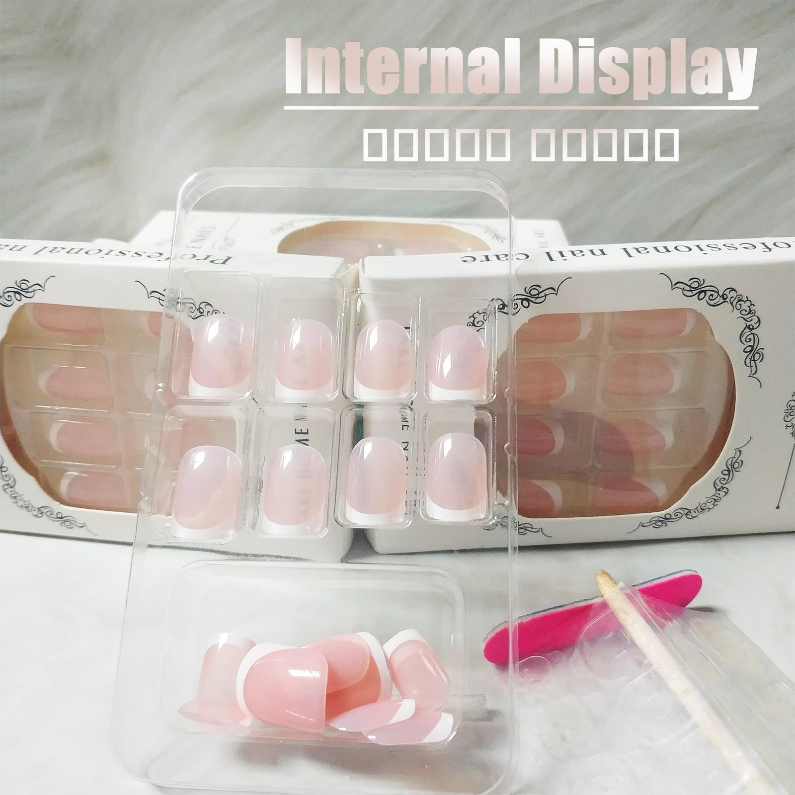 AROVFAM uñas acrílicas blancas con material plástico duradero y cómodo.