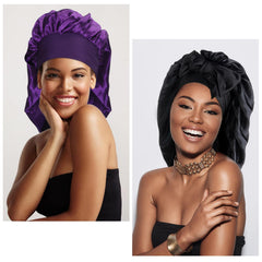 Arqumi two-pack satin bonnets for versatile, everyday use and storage.