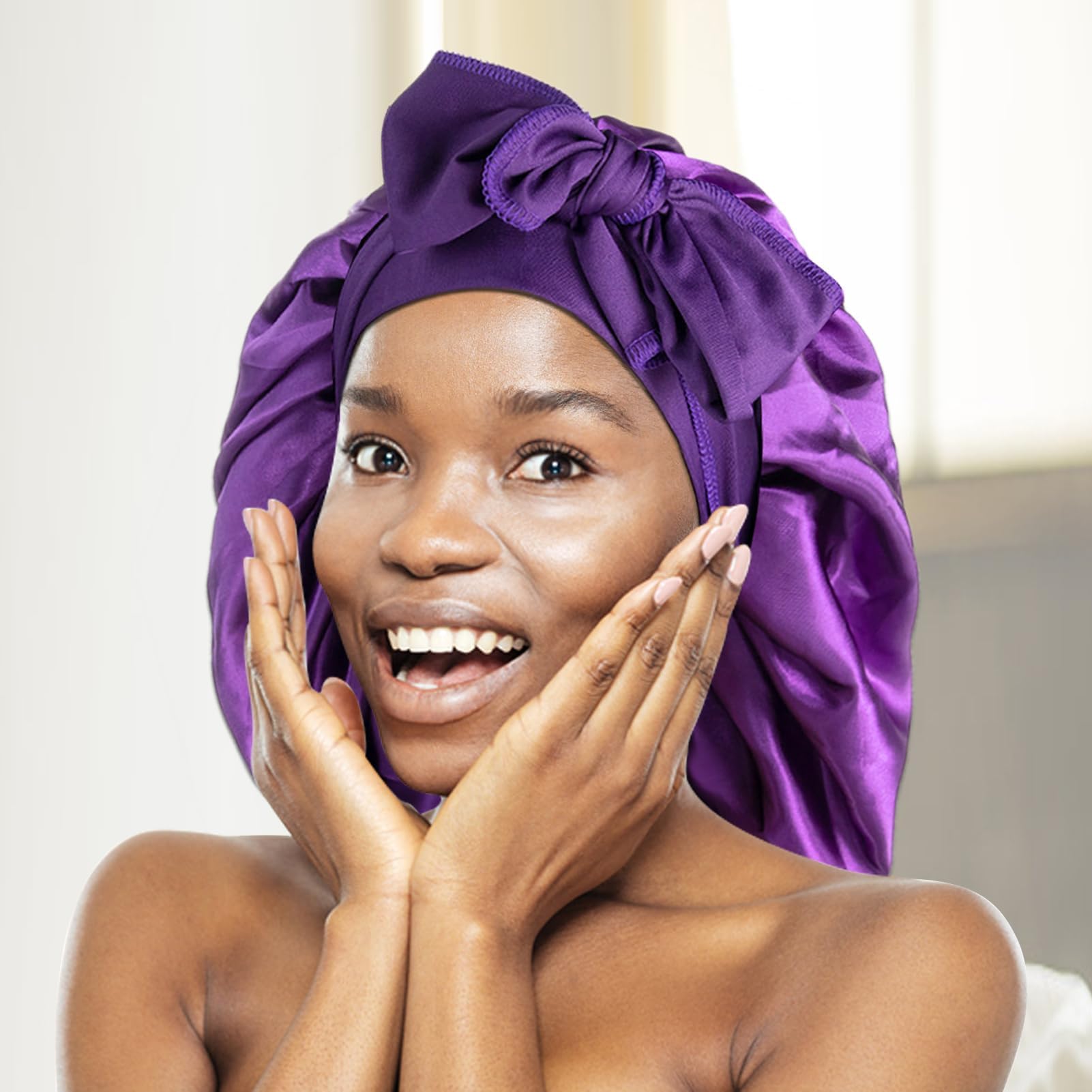 Arqumi washable two-pack bonnet set, easy care for long-term use.