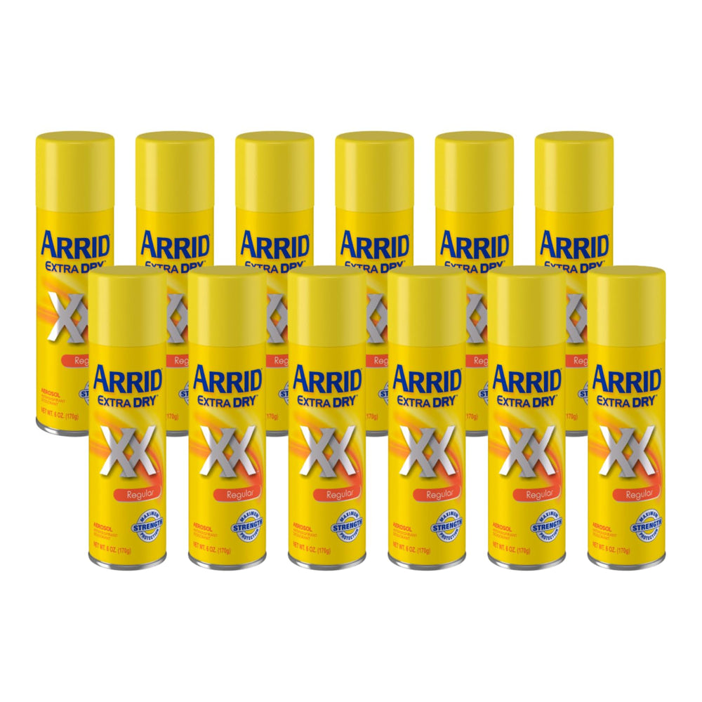 Arrid XX Extra Dry aerosol can front view highlighting long-lasting protection