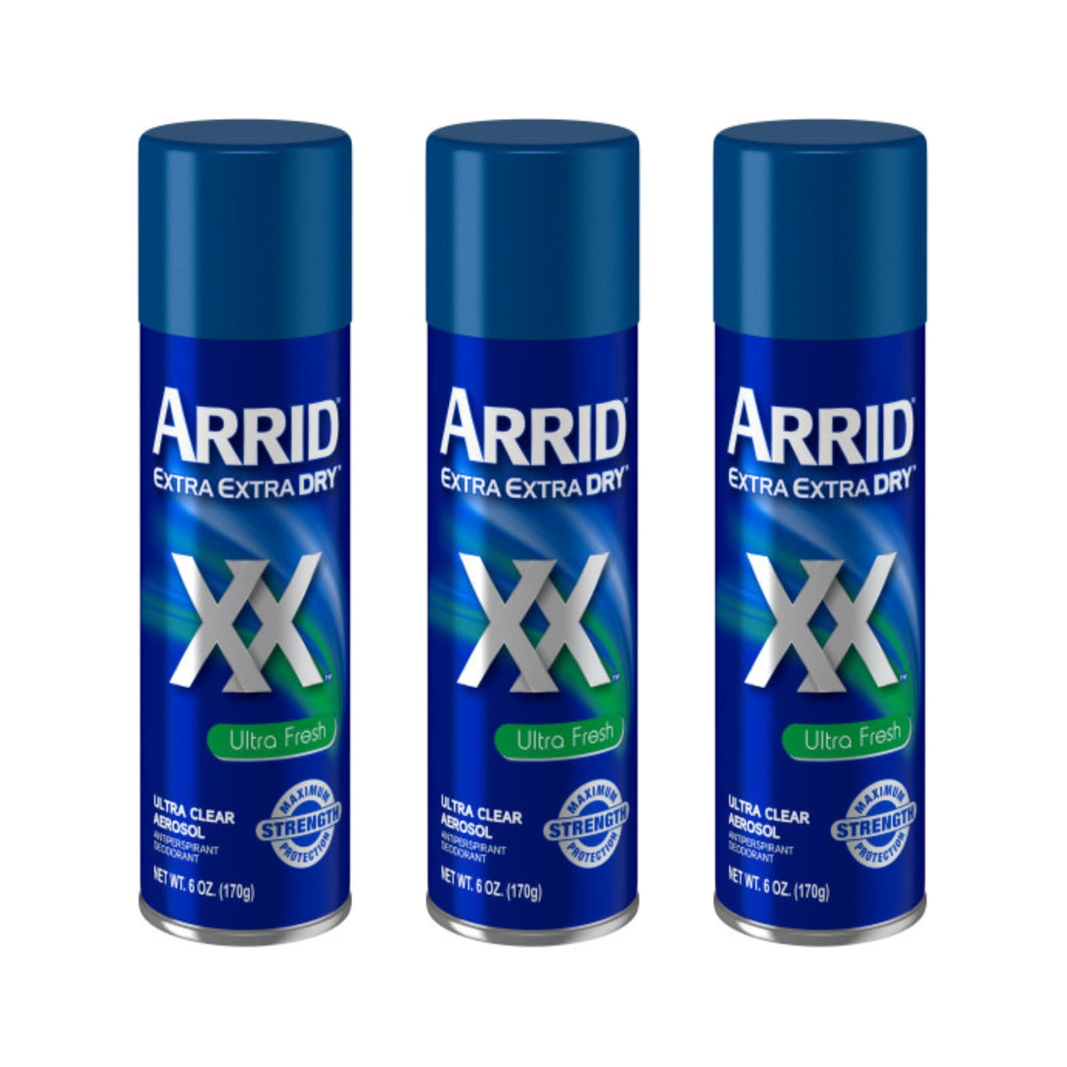 Arrid XX Extra Extra Dry en lata de aerosol, protección duradera para todo el día.