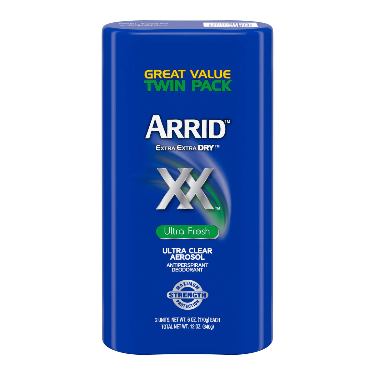 Arrid XX Extra Extra Dry Ultra Clear aerosol spray for quick-dry underarm protection