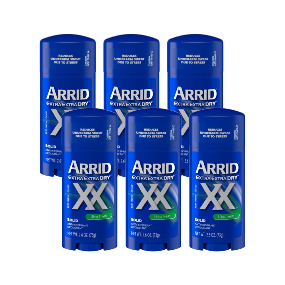 Arrid XX Solid Ultra Fresh en empaque de 6 para uso diario.